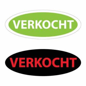 maatwerk stickers verkocht, ovale verkocht sticker