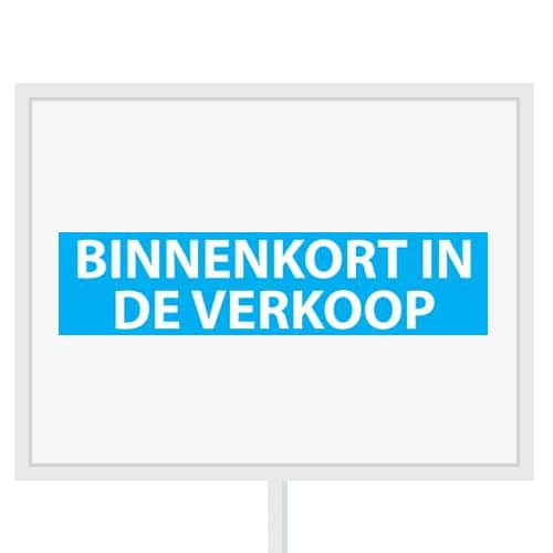 Reclameborden Totaal makelaarsstickers stickers voor makelaars Binnenkort in de verkoop wit lichtblauw