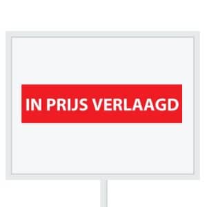 Reclameborden Totaal makelaarsstickers stickers voor makelaars In prijs verlaagd wit rood