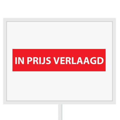 Reclameborden Totaal makelaarsstickers stickers voor makelaars In prijs verlaagd wit rood