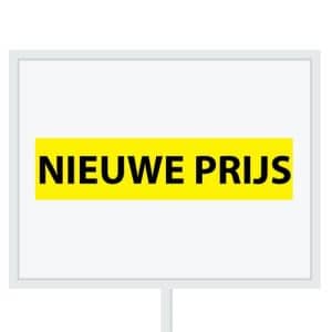 Reclameborden Totaal makelaarsstickers stickers voor makelaars Nieuwe prijs zwart geel