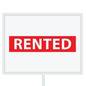 Reclameborden Totaal makelaarsstickers stickers voor makelaars Rented wit rood