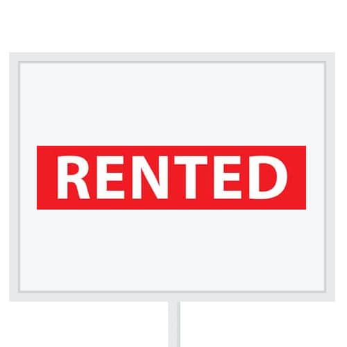 Reclameborden Totaal makelaarsstickers stickers voor makelaars Rented wit rood
