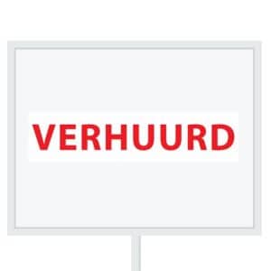 Reclameborden Totaal makelaarsstickers stickers voor makelaars Verhuurd rood wit
