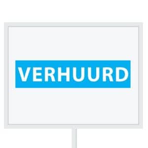 Reclameborden Totaal makelaarsstickers stickers voor makelaars Verhuurd wit licht blauw