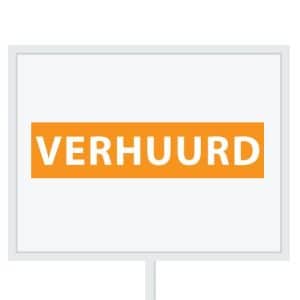Reclameborden Totaal makelaarsstickers stickers voor makelaars Verhuurd wit oranje