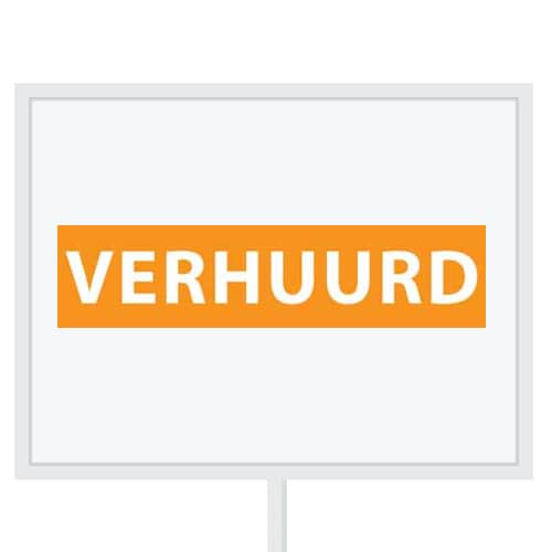 Reclameborden Totaal makelaarsstickers stickers voor makelaars Verhuurd wit oranje
