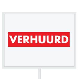 Reclameborden Totaal makelaarsstickers stickers voor makelaars Verhuurd wit rood