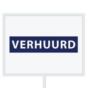 Reclameborden Totaal makelaarsstickers stickers voor makelaars Verhuurd wit royal blauw