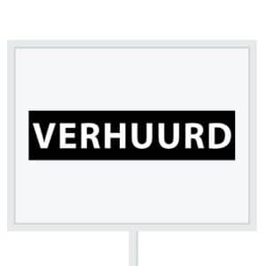 Reclameborden Totaal makelaarsstickers stickers voor makelaars Verhuurd wit zwart