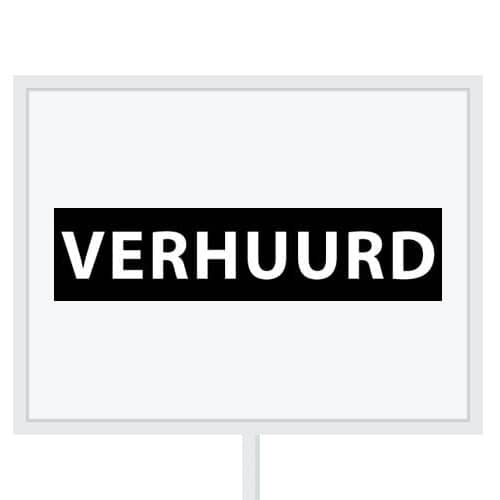 Reclameborden Totaal makelaarsstickers stickers voor makelaars Verhuurd wit zwart