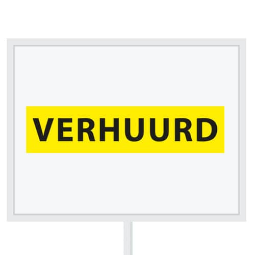 Reclameborden Totaal makelaarsstickers stickers voor makelaars Verhuurd zwart geel