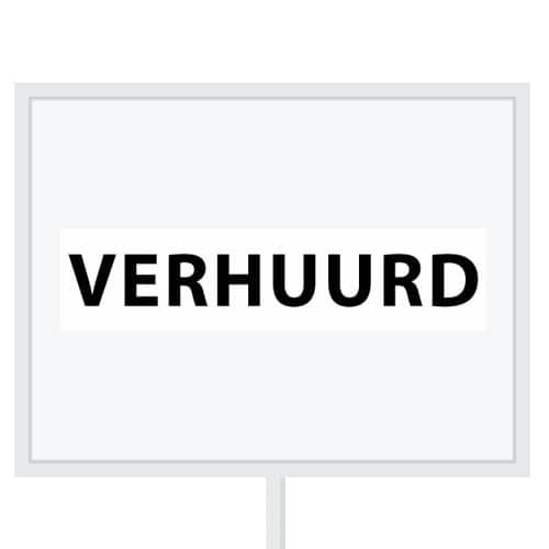 Reclameborden Totaal makelaarsstickers stickers voor makelaars Verhuurd zwart wit