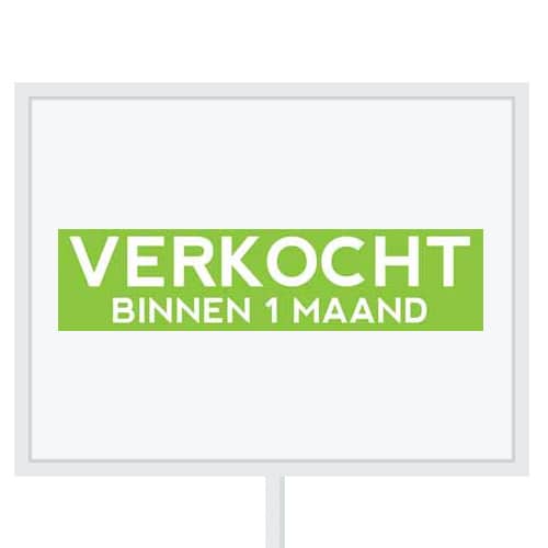 Reclameborden Totaal makelaarsstickers stickers voor makelaars Verkocht binnen 1 maand wit groen