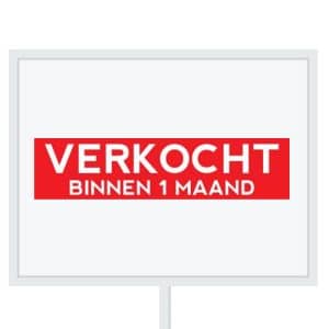 Reclameborden Totaal makelaarsstickers stickers voor makelaars Verkocht binnen 1 maand wit rood