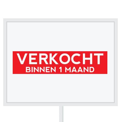 Reclameborden Totaal makelaarsstickers stickers voor makelaars Verkocht binnen 1 maand wit rood