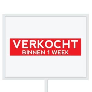 Reclameborden Totaal makelaarsstickers stickers voor makelaars Verkocht binnen 1 week wit rood