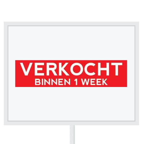 Reclameborden Totaal makelaarsstickers stickers voor makelaars Verkocht binnen 1 week wit rood