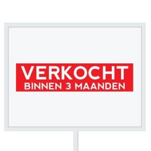 Reclameborden Totaal makelaarsstickers stickers voor makelaars Verkocht binnen 3 maanden wit rood