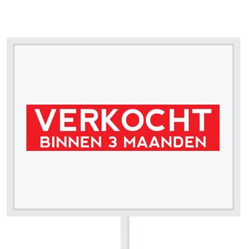 Reclameborden Totaal makelaarsstickers stickers voor makelaars Verkocht binnen 3 maanden wit rood