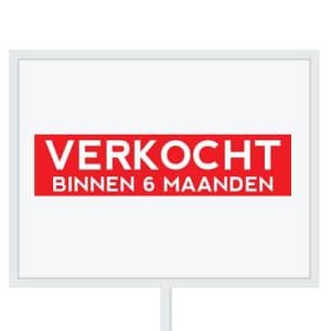 Reclameborden Totaal makelaarsstickers stickers voor makelaars Verkocht binnen 6 maanden wit rood