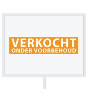 Reclameborden Totaal makelaarsstickers stickers voor makelaars Verkocht onder voorbehoud wit oranje