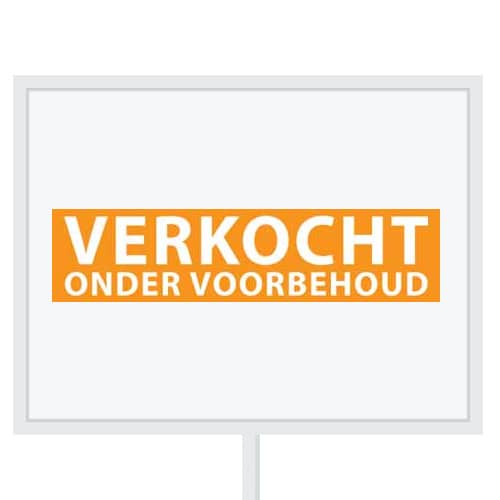 Reclameborden Totaal makelaarsstickers stickers voor makelaars Verkocht onder voorbehoud wit oranje