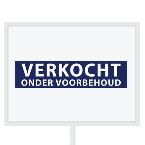 Reclameborden Totaal makelaarsstickers stickers voor makelaars Verkocht onder voorbehoud wit royal blauw