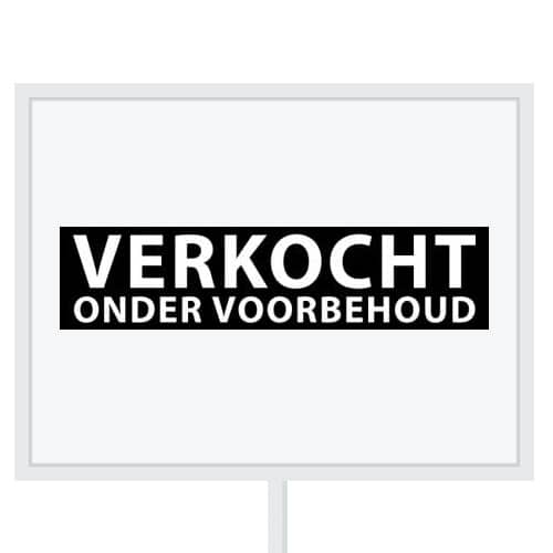 Reclameborden Totaal makelaarsstickers stickers voor makelaars Verkocht onder voorbehoud wit zwart