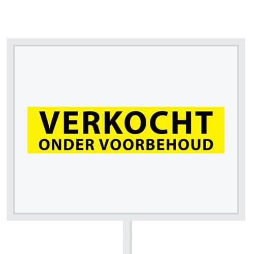Reclameborden Totaal makelaarsstickers stickers voor makelaars Verkocht onder voorbehoud zwart geel