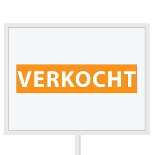 Reclameborden Totaal makelaarsstickers stickers voor makelaars Verkocht wit oranje