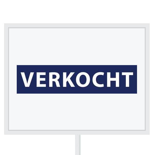 Reclameborden Totaal makelaarsstickers stickers voor makelaars Verkocht wit royal blauw