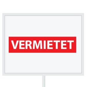 Reclameborden Totaal makelaarsstickers stickers voor makelaars Vermietet wit rood