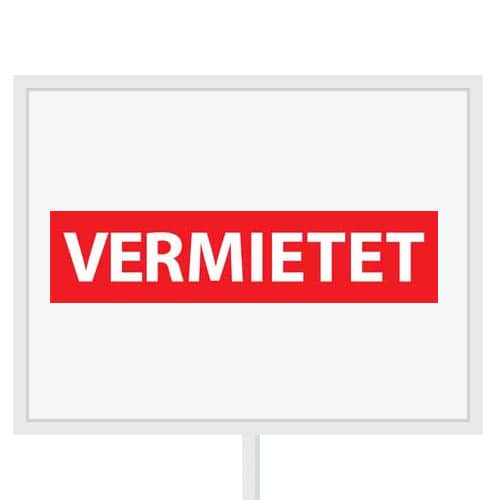Reclameborden Totaal makelaarsstickers stickers voor makelaars Vermietet wit rood