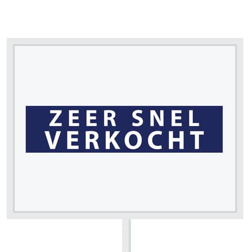 Reclameborden Totaal makelaarsstickers stickers voor makelaars Zeer snel verkocht wit blauw