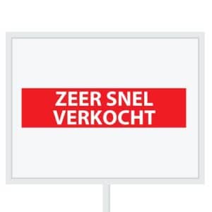 Reclameborden Totaal makelaarsstickers stickers voor makelaars Zeer snel verkocht wit rood