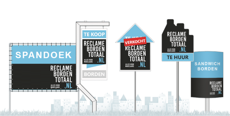 Makelaarsborden v borden verkochtstickers sandwichborden spandoeken