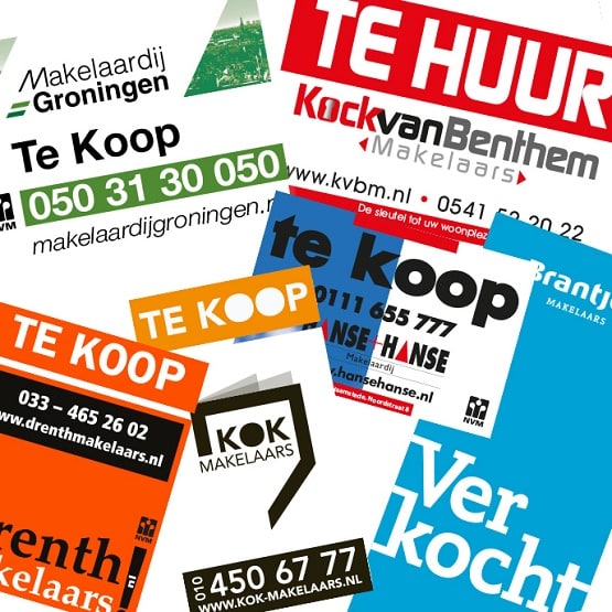 makelaarsborden stickerbestendig