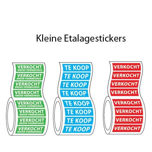 Etalage verkocht stickers makelaar raampresentatie